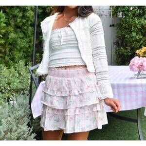 NEW FBZ carrie ruffle line lace cardigan in white